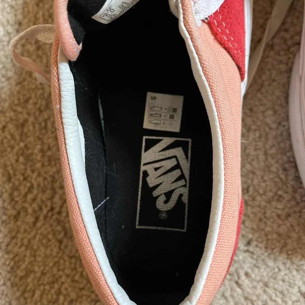 Madewell x Vans | Size 6.5 | Poppy Red Suede & Coral Peach Canvas | Gently Used - Picture 9 of 11